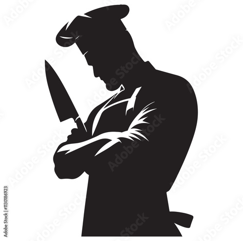butcher pose Silhouette vector illustration