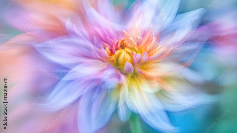 Obraz premium Soft focus pastel flower with vibrant colors ideal for creating a dreamy background or enhancing visual content with a tranquil atmosphere