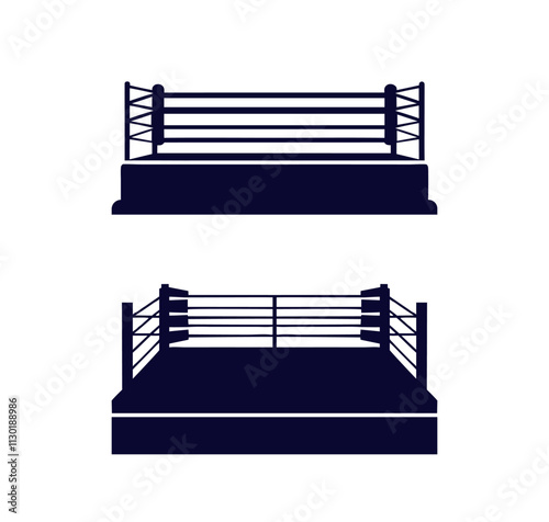 Boxing Field Clip Art Vector Collection, Boxing Field Sport Isolated Equipment, Boxer Drawing Abstract Boxing Field Outline Icon symbol Vector Outline, gloves Clip Art Silhouette Set