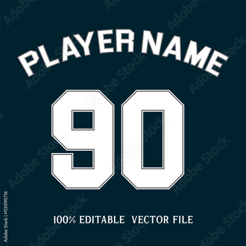Jersey numberPlayer name printable text effect editable vector
