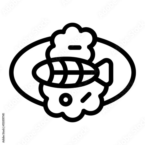Steamed Fish Line Icon