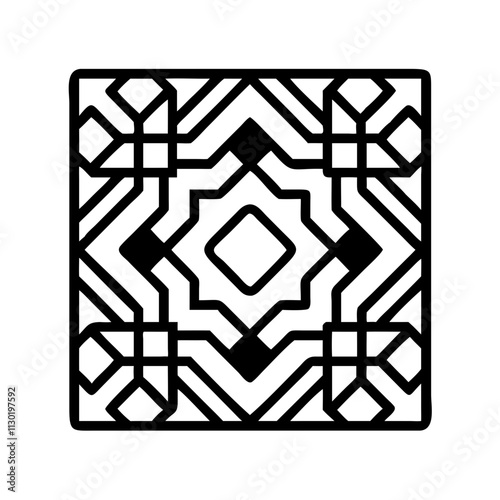 colorful mosaic pattern icon, eid al fitr line art, eid icon - simple black line art icon of colorful mosaic pattern, symbolizing Eid Al Fitr celebrations eid vector art 