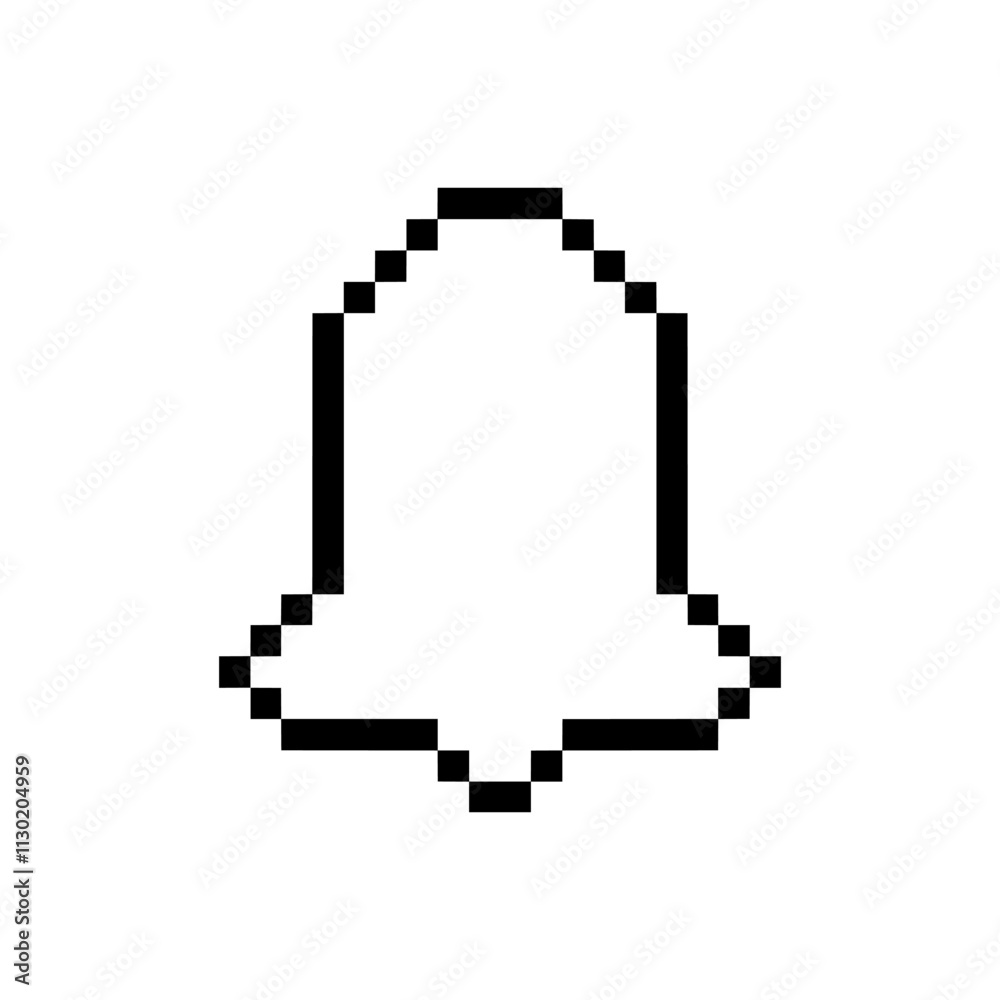 Fototapeta premium outline bell clock pixel art