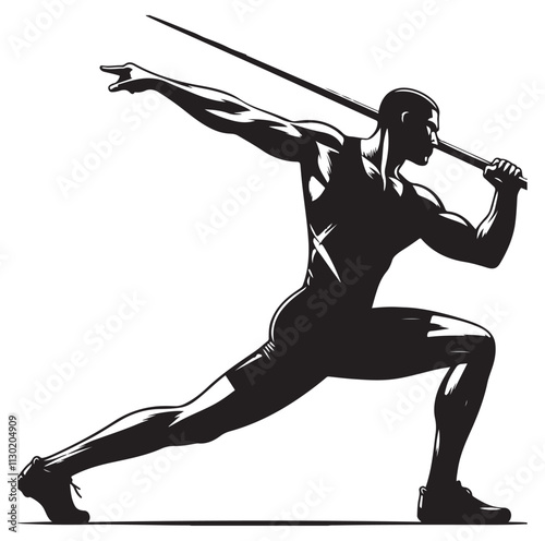 javelin player pose Silhouette vector illustration