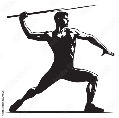 javelin player pose Silhouette vector illustration
