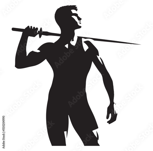 javelin player pose Silhouette vector illustration