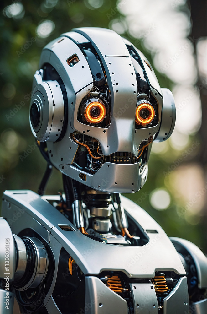 Fototapeta premium Futuristic Robot Portrait Showcasing Advanced Technology and Artificial Intelligence