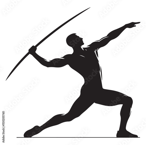 javelin player pose Silhouette vector illustration