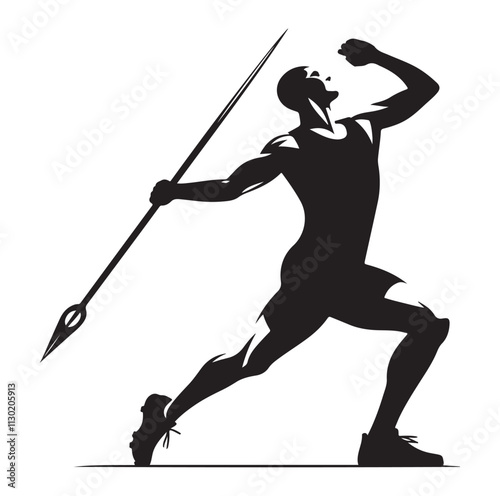 javelin player pose Silhouette vector illustration