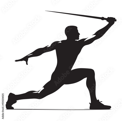 javelin player pose Silhouette vector illustration