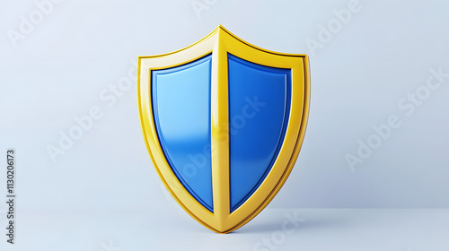 Free Download Shield depicting protection. shield 3d icon. Protection, defense and security concept symbol: blue and yellow shield on isolated on white background - GFXLoad