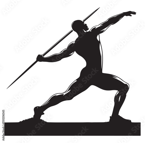 javelin player pose Silhouette vector illustration