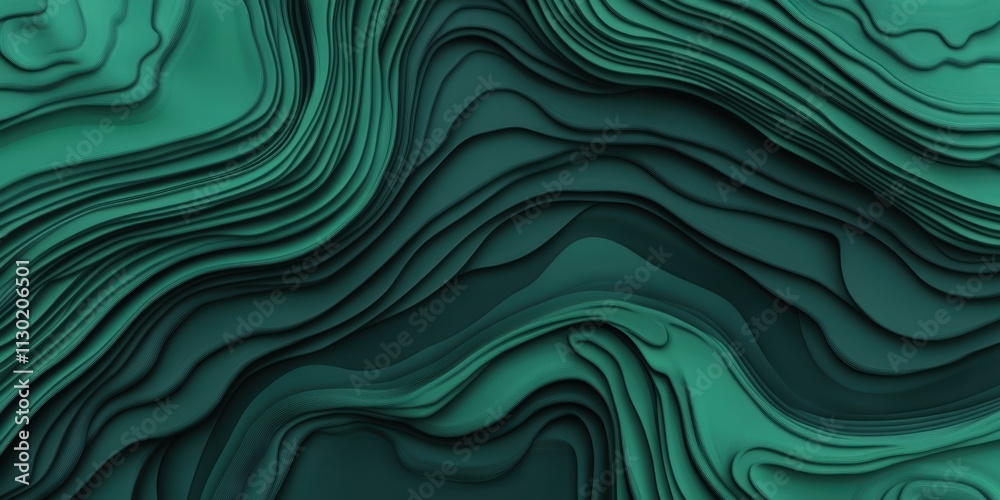 Obraz premium 流れるような緑の層の抽象的なデザインが描かれた背景の魅力