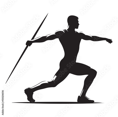javelin player pose Silhouette vector illustration