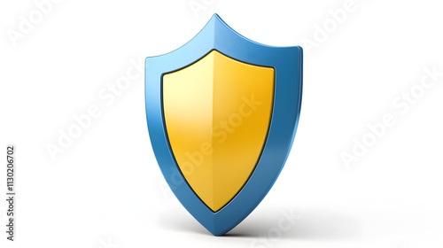 Free Download Shield depicting protection. shield 3d icon. Protection, defense and security concept symbol: blue and yellow shield on isolated on white background - GFXLoad
