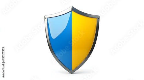 Free Download Shield depicting protection. shield 3d icon. Protection, defense and security concept symbol: blue and yellow shield on isolated on white background - GFXLoad