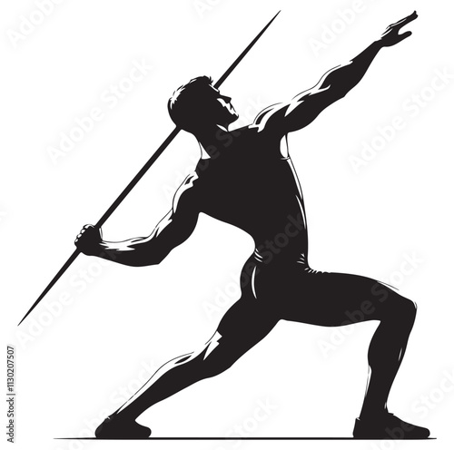 javelin player pose Silhouette vector illustration