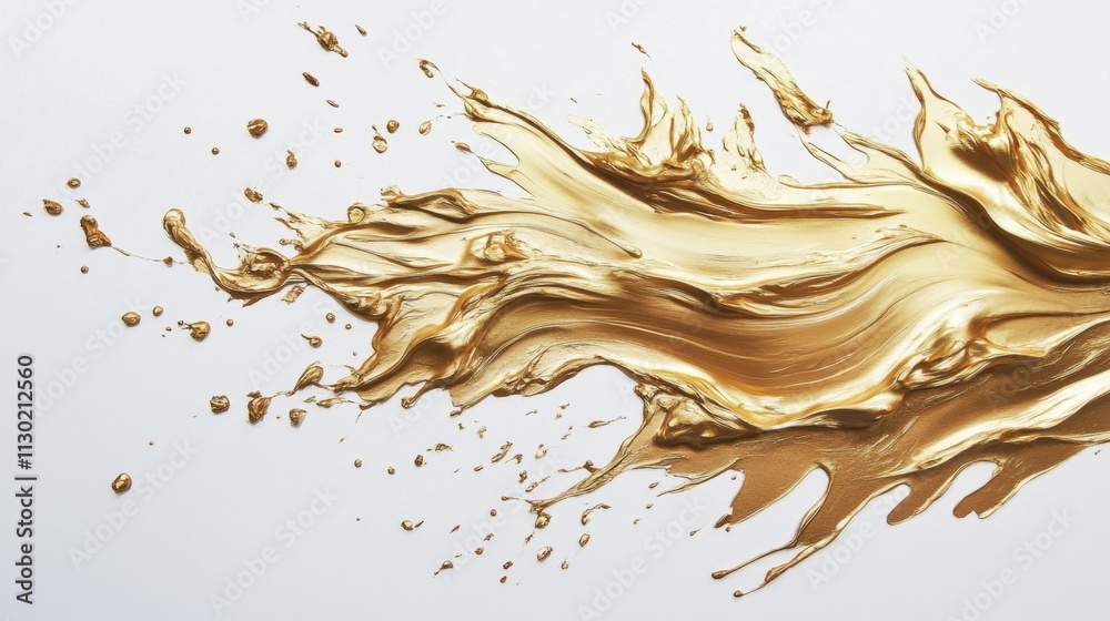 Fototapeta premium Dynamic flow of golden liquid abstract art modern aesthetic studio setting close-up view creativity and movement