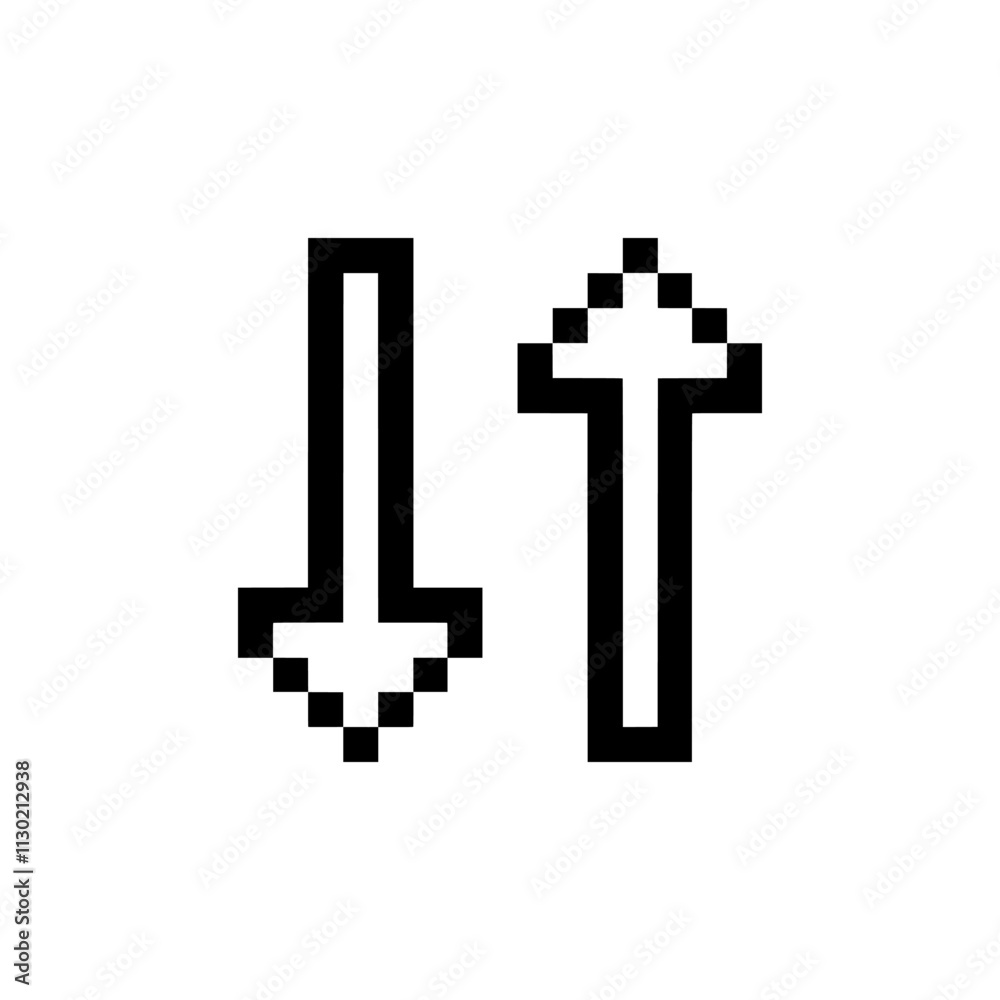Obraz premium arrow next sign pixel art for your needs