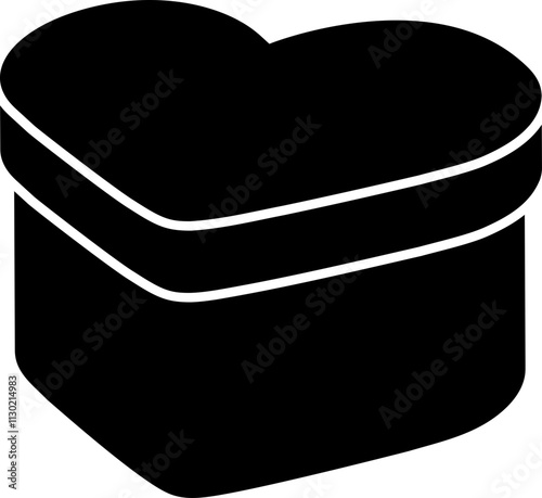 Heart shaped gift box  silhouette.
Valentine's Day icon.
Transparent background.