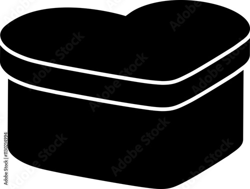 Heart shaped gift box  silhouette.
Valentine's Day icon.
Transparent background.