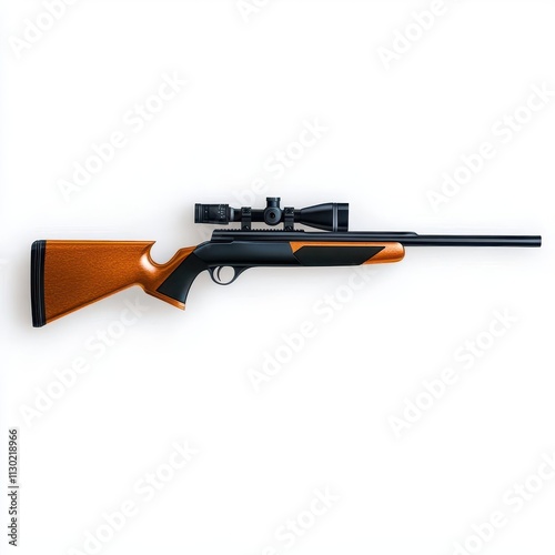 a biathlon rifle clipart, sleek black and brown design, flat , isolated on white background photo