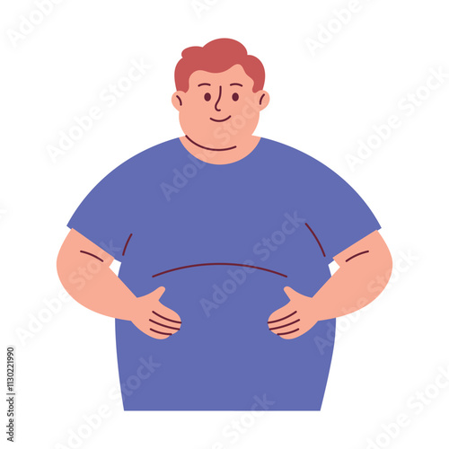 Obese Man Standing Illustration Concept
