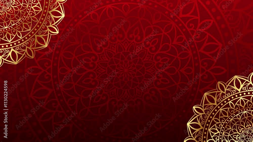 Abstract Golden mandala art 4k video footage, Floral vintage decorative element's, Mandala animation with seamless looping background.	