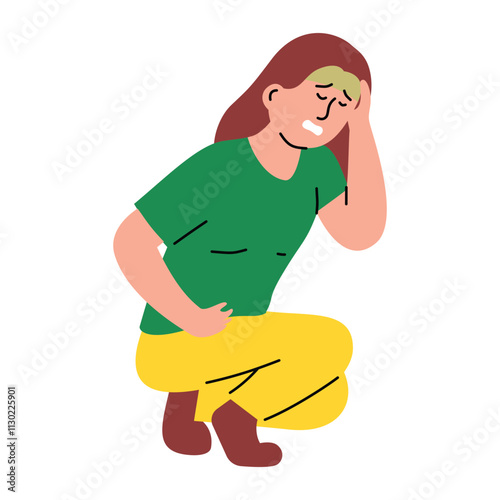 Woman Suffering from Nausea, Vomit, Morning Sickness Symptoms