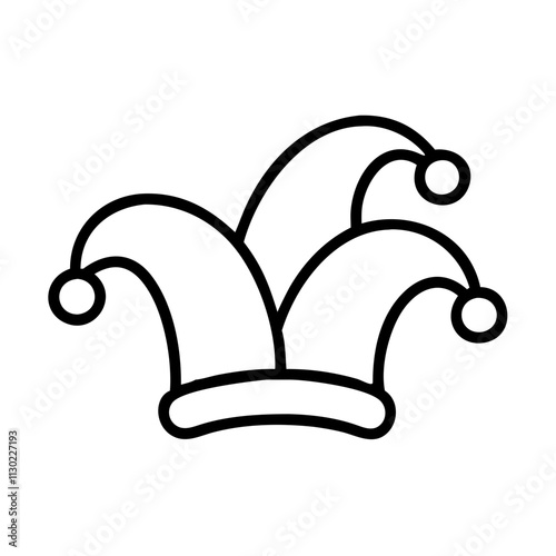 jester hat icon, fools day line art, april fools icon - simple black line art icon of jester hat, for april fools celebrations fools day vector art 