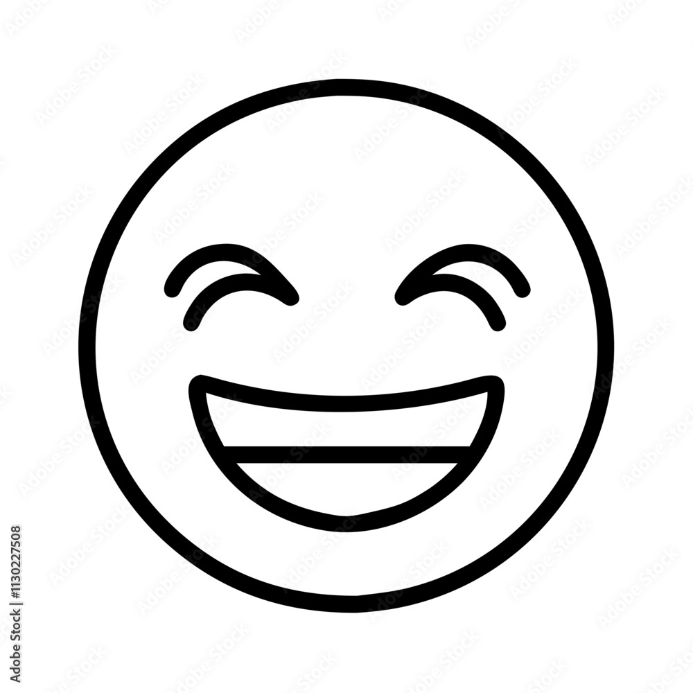 Obraz premium laughing mouth icon, fools day line art, april fools icon - simple black line art icon of laughing mouth, for april fools celebrations fools day vector art 