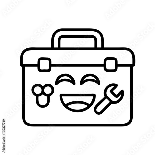 practical joke kit icon, fools day line art, april fools icon - simple black line art icon of practical joke kit, for april fools celebrations fools day vector art 