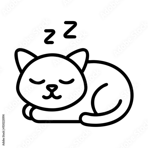 cat napping icon, pet day line art, pet day icon - simple black line art icon of cat napping, for pet day celebrations pet day vector art 