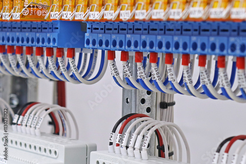 Marking of electrical wires using thermal printing on vinyl tape. photo