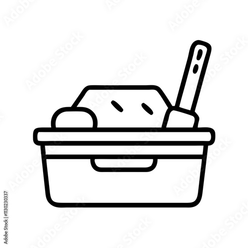 litter box icon, pet day line art, pet day icon - simple black line art icon of litter box, for pet day celebrations pet day vector art 