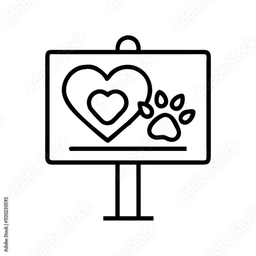 pet adoption sign icon, pet day line art, pet day icon - simple black line art icon of pet adoption sign, for pet day celebrations pet day vector art 