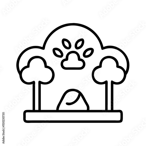 pet friendly park icon, pet day line art, pet day icon - simple black line art icon of pet friendly park, for pet day celebrations pet day vector art 
