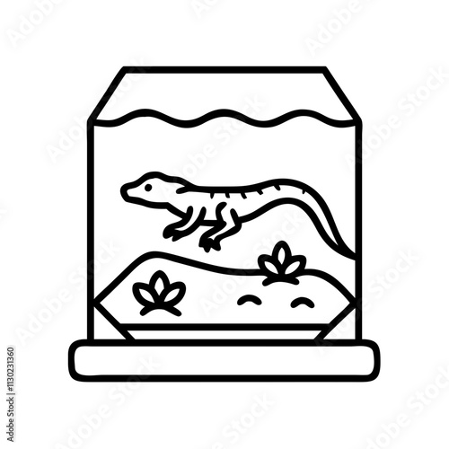 reptile terrarium icon, pet day line art, pet day icon - simple black line art icon of reptile terrarium, for pet day celebrations pet day vector art 
