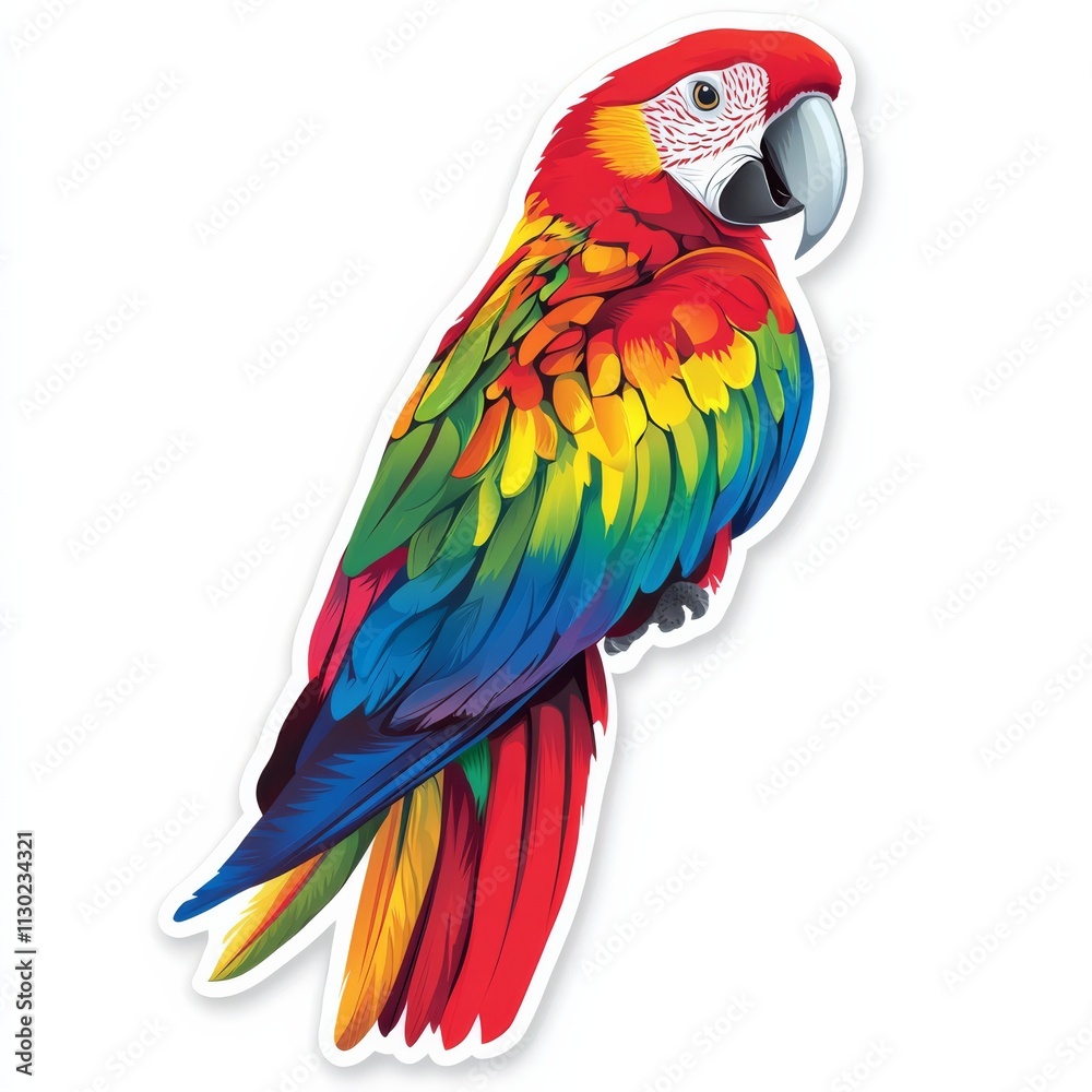 Obraz premium A majestic scarlet macaw, a burst of tropical color, detailed feathers, exotic bird, vibrant plumage