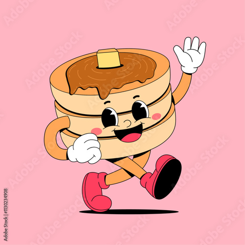 Walking pancake cartoon mascot
