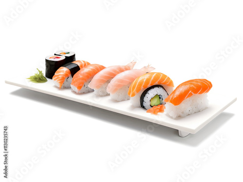 sushi on a plate on a transparent background