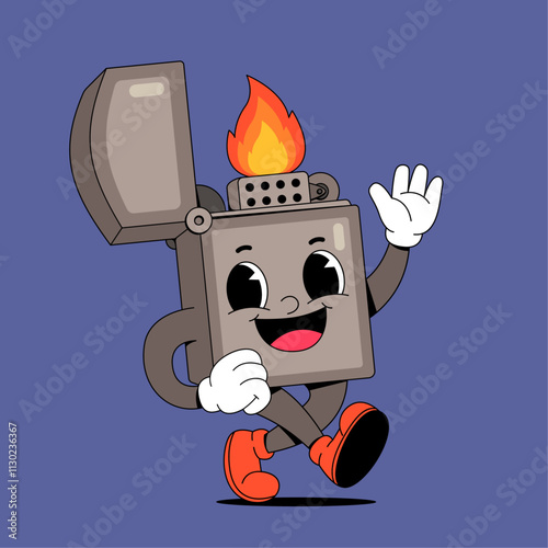 Walking lighter cartoon mascot