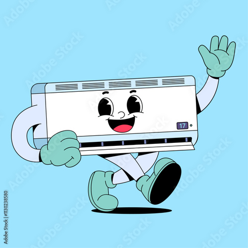 Walking air conditioner cartoon mascot