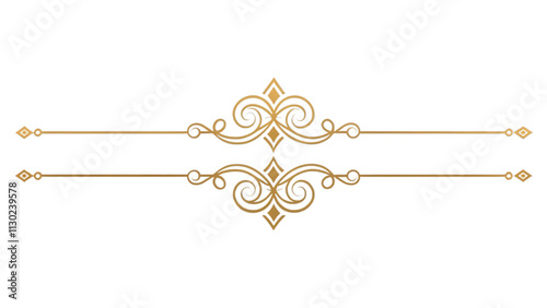 Elegant gold line separator with intricate swirls and diamond shapes, perfect for decorative text breaks or design embellishments