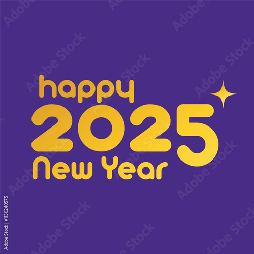 Happy New Year 2025 typography design, New Year greeting card, holiday card, festive design, typography poster, modern typography, colorful typography
