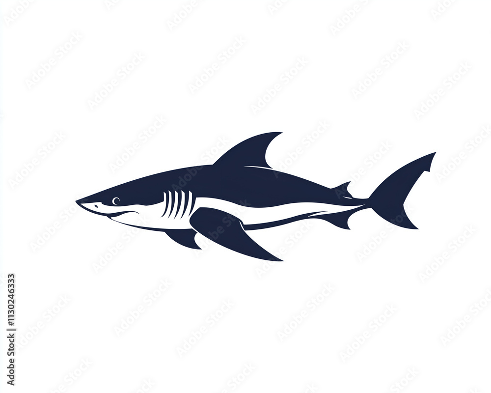Fototapeta premium logo shark on white background.