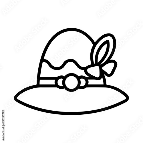easter bonnet icon, easter day line art, easter day icon - simple black line art icon of easter bonnet, for easter day celebrations. easter day vector art.
