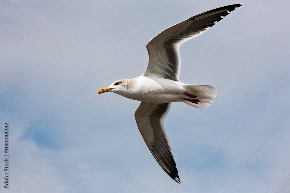 Obraz premium Majestic Seagull Gliding Powerfully Through the Sky
