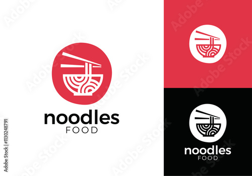 noodles with bowl logo. asian food restaurant vector design template