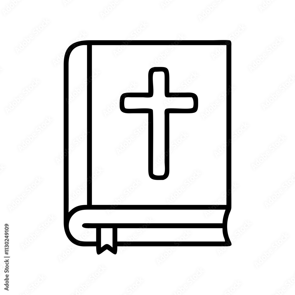 Fototapeta premium holy bible icon, easter day line art, easter day icon - simple black line art icon of holy bible, for easter day celebrations. easter day vector art.